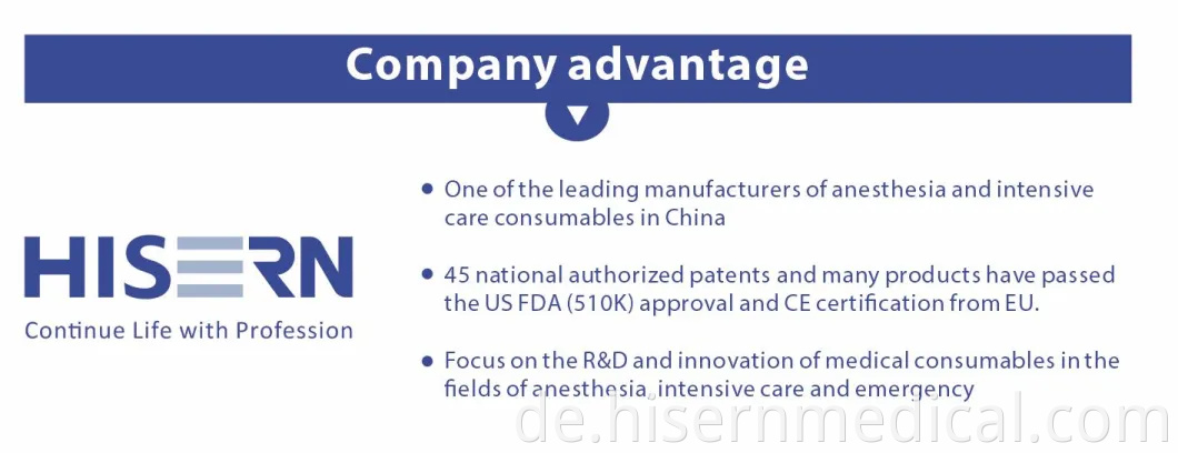 China Factory Hisern Medical Instrument Einweg-Koaxial-Anästhesie-Schaltung